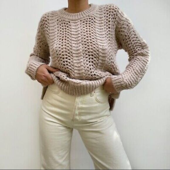 Madewell Windemere Pointelle Pullover Sweater Women's XS Bisque Color - Picture 1 of 9